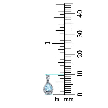 Pear Shape Simulated Aquamarine Cubic Zirconia Pendant for Necklace 925 Sterling Silver